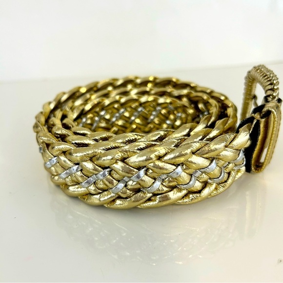 Vintage braided gold square buckle waist belt - Picture 6 of 6